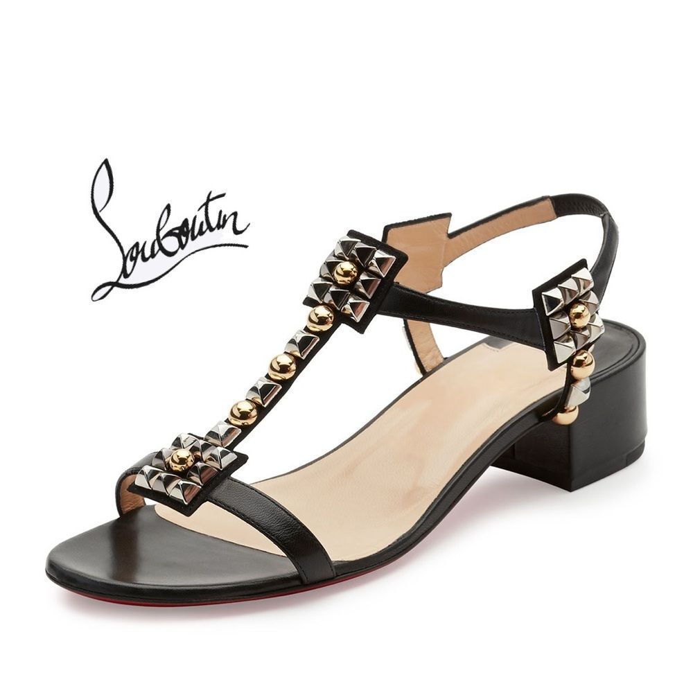 Christian Louboutin Kaleidra Spike T-Strap Sandal 38